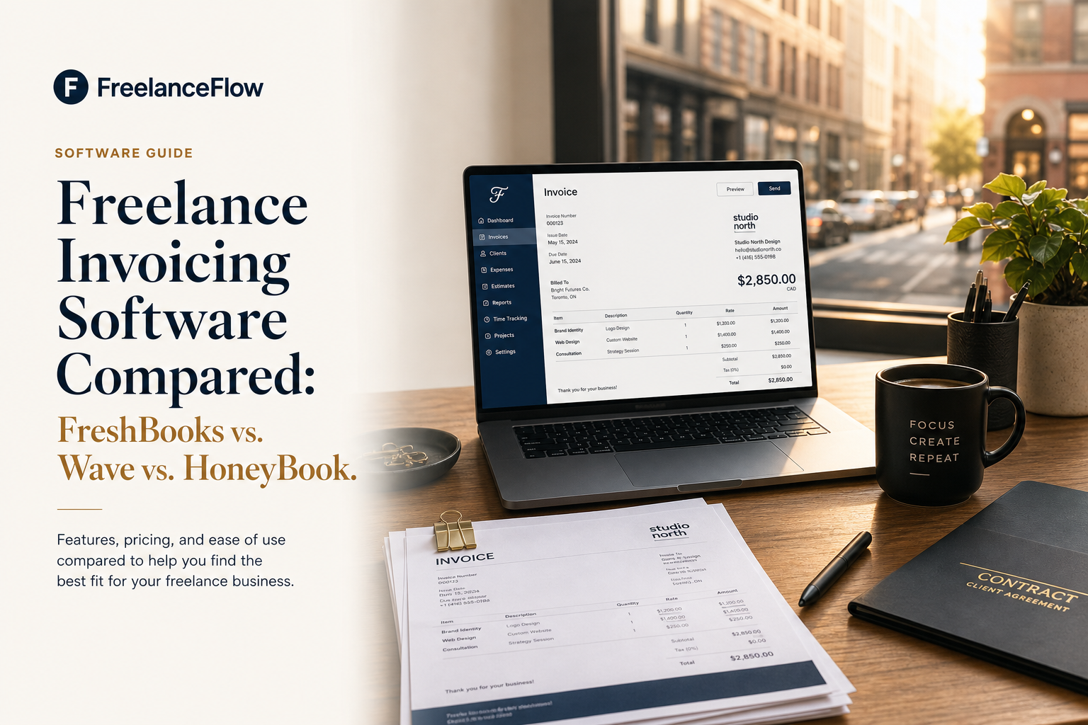 Freelance Invoicing Software Compared: FreshBooks vs. Wave vs. HoneyBook